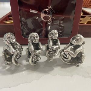 Arthur Court Silver Monkey Napkin Holder set of 4